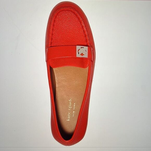 Kate Spade Camellia Pebbled Leather Loafers- Bright Red- Various Sizes- NIB - Picture 2 of 9
